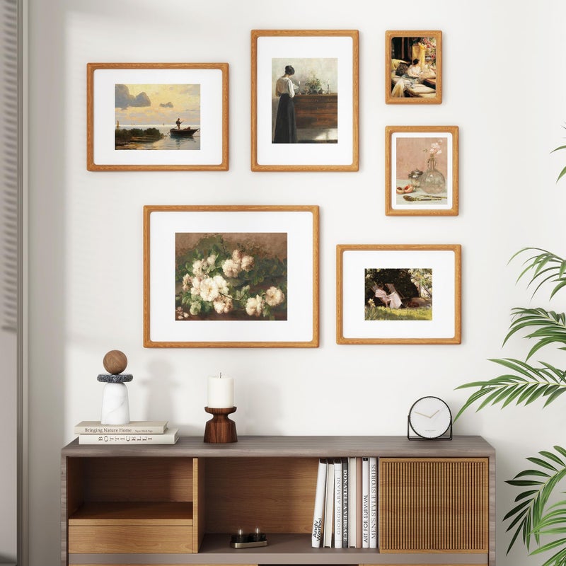 Heimlove 9x12 Picture Frames Natural Teak,Original Wood Hand Make Crafted Diploma Frame with Mat to 6x8 Graduation Picture Display,Family Picture,Wedding Picture,Photo,Certificate Tabletop & Wall Decoration - Image 2